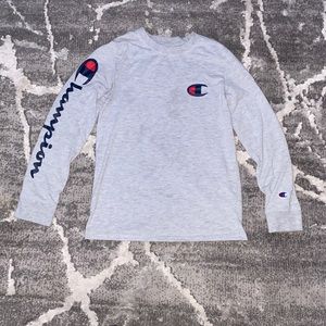 White Champion Long Sleeve Tee Shirt (Size Medium Kids)